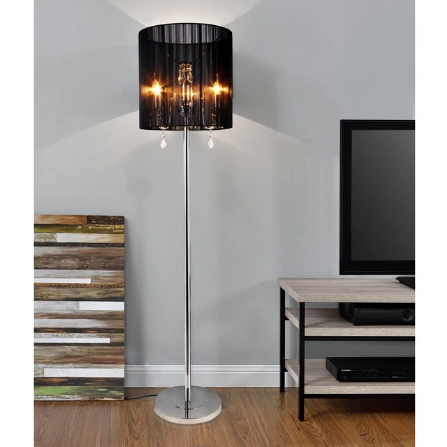 [lux.pro] Stehleuchte 167x40cm Stehlampe Standleuchte Lampe Metall Schwarz Chrom