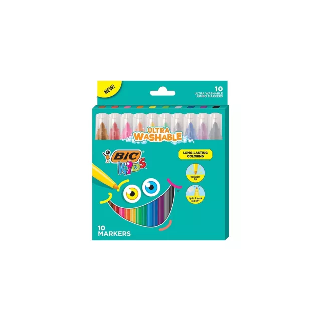 BIC Kids Ultra Washable Markers, Plastic Tube, Medium Bullet Tip