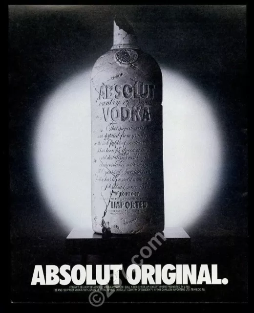 1988 Absolut Original sculpture vodka bottle photo vintage print ad