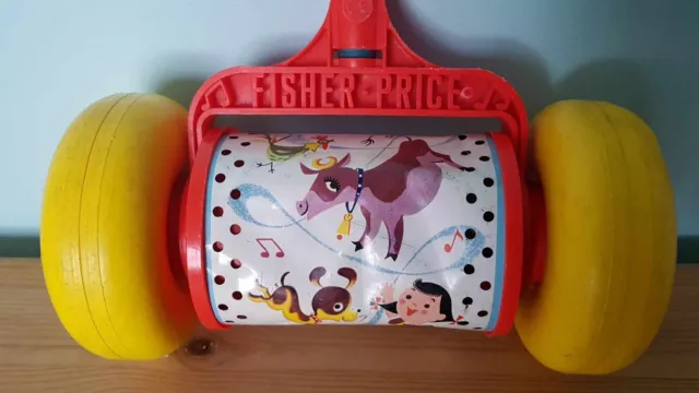 Vintage Fisher Price Push Along Musical Chime Roller,Missing Pole Handle.
