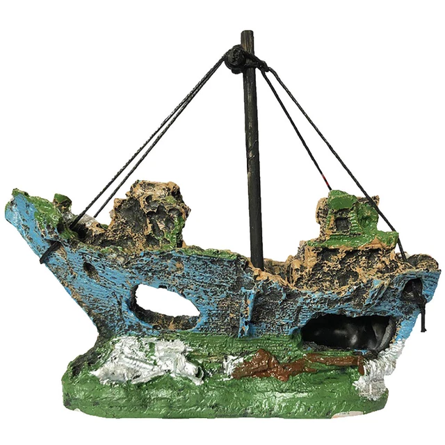 Aquarium Fish Tank Landscape Pirate Ship Wreck Ship Decor Resin Aquarium Shrimp