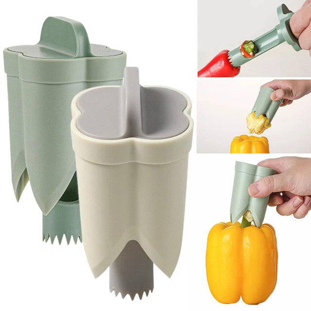 Pepper Seed Corer Remover - 2025 Upgraded 2-in-1 Bell Pepper Cutter & Deseeder: Effortlessly Streamline Your Kitchen Prep For Faster, More Efficient, & Hassle-Free Meal Prep (1, Green