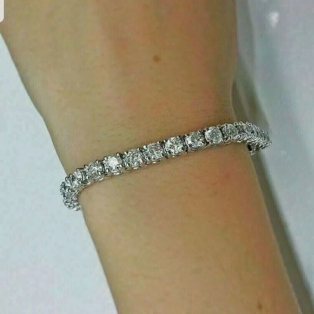 9CT Round Cut Lab Created Diamond Tennis Bracelet 14K White Gold Plated Silver