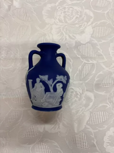 Antique Dark Blue Jasperware Wedgwood Portland Vase 4”