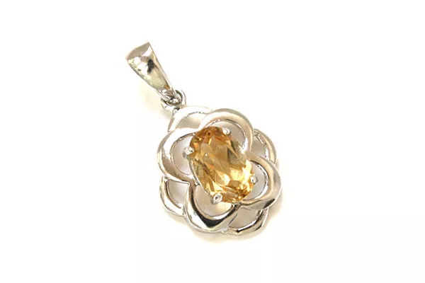 9ct White Gold Citrine Celtic Necklace Pendant no chain Made in UK Gift Boxed