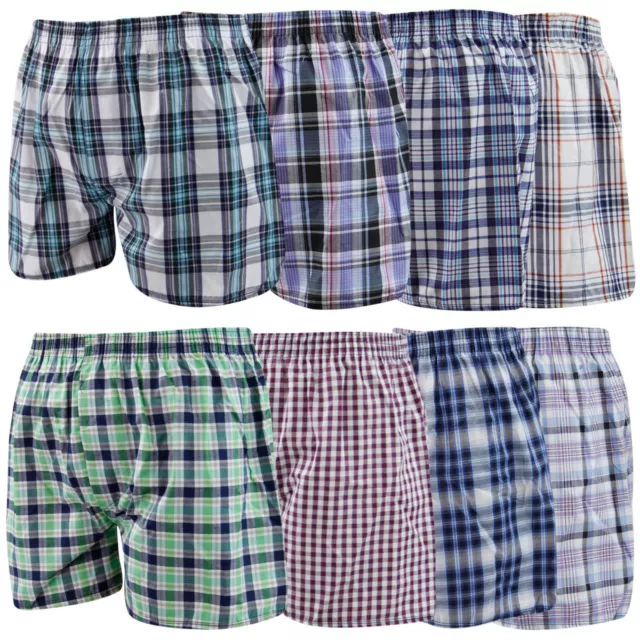 6 Pairs Men's Check Boxer Shorts Underwear, Classic Cotton Rich Boxers S to 3XL