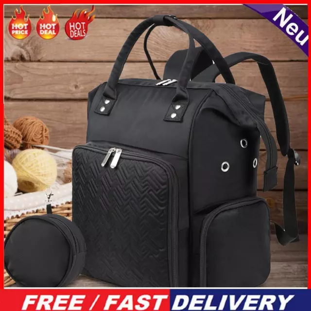 Portable Knitting Bag Large Capacity Storage Backpack for Sewing Crochet Hooks
