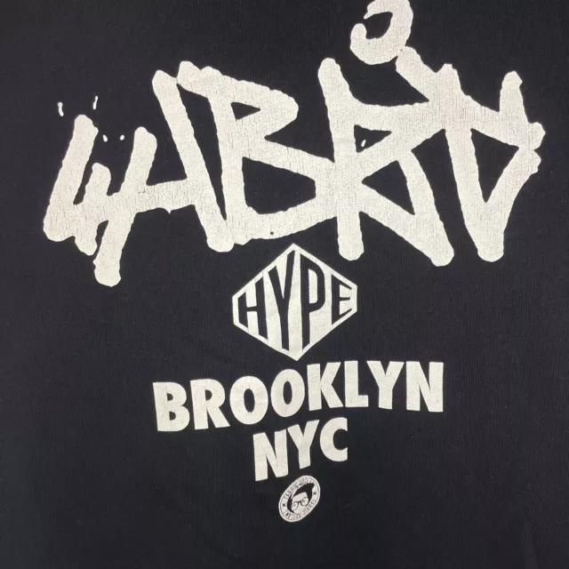 FABRIC Mens Graphic Sweatshirt "Tag Hype NYC" Jumper Medium Black 100% Cotton 3