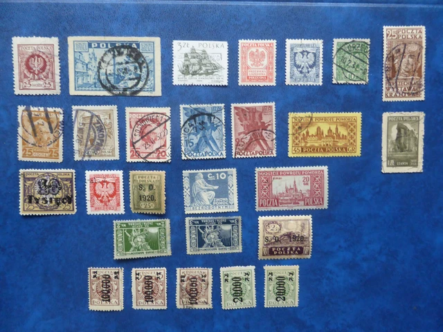 Briefmarken Polen, 27 Werte, Ungestempelt + Gestempelt