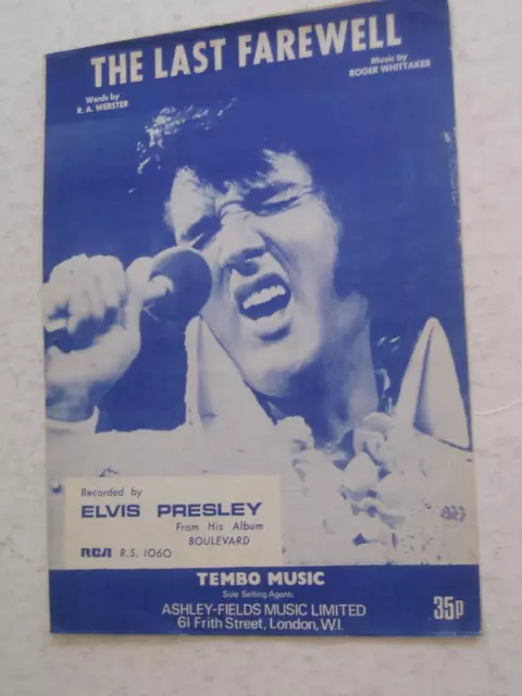 ELVIS PRESLEY              original sheet music    THE LAST FAREWELL