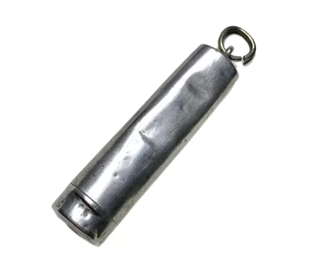 Victorian Sterling Silver Cheroot Case Pendant, Fob, English Hallmarks, Pill Box