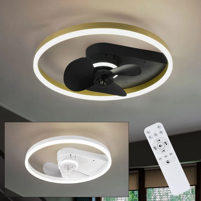Ventilateur Plafond 50cm Avec Lumière - Style Ferme - Télécommande, 6 Vitesses - DC