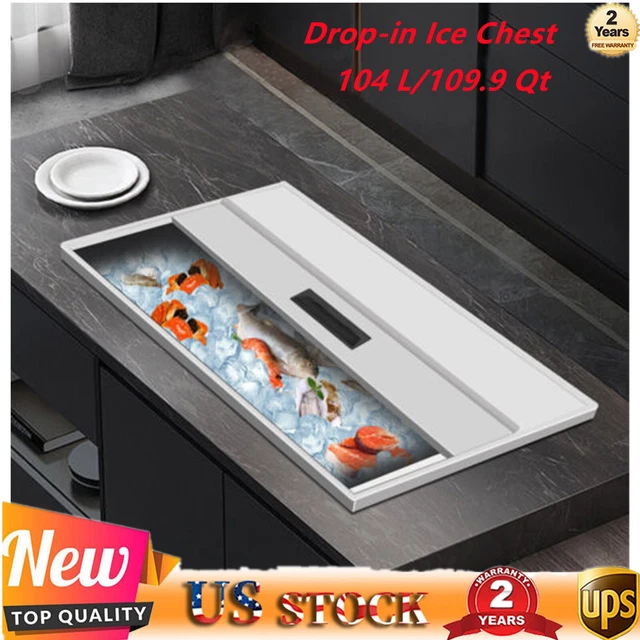Drop-in 104L Ice Chest freezer Kitchens Juice Ice Bin Double-walled Design