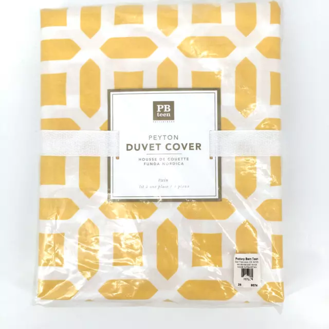 Edredón Pottery Barn Teen Peyton amarillo y blanco 100 % algodón sin simulación talla doble