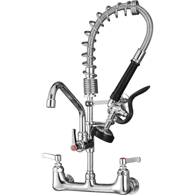 Commercial Faucet with Sprayer 25" Height Wall Mount w/ Pre-Rinse Sprayer Chrome