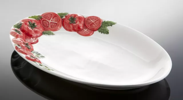 BASSANO große ovale Tomaten Caprese Servierplatte 40x26 italienische Keramik NEU