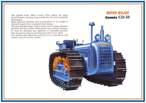 Vintage Fordson Super Major County CD-50 Tractor Poster Brochure Art Rare (A3)