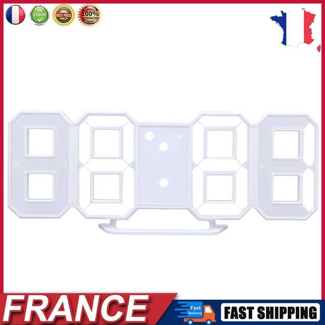 Digital LED Table Clock 24 or 12-Hour Display Alarm Snooze 8888 Display fr