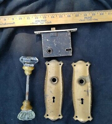 Antique Door Lock Set with Glass door knobs / Lock Plates