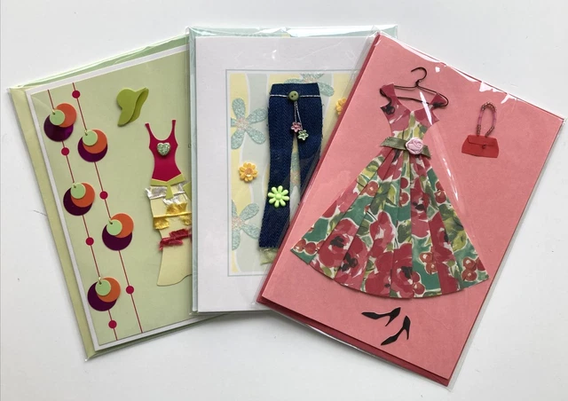 Lot of 3 Burgoyne 3-D Greeting Cards with Matching Envelopes - Blank Inside