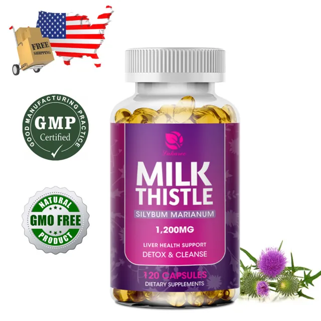 Organic Vitamin Milk Thistle Extract 1200mg Liver Health Support Detox Cleanse