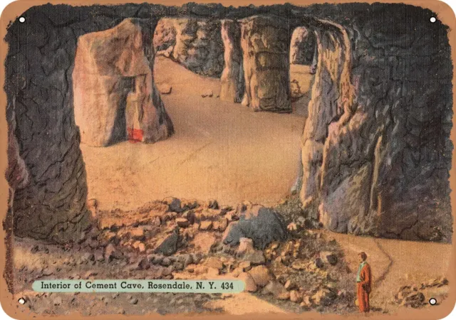 Metal Sign - New York Postcard - Interior of Cement Cave, Rosendale, N. Y.