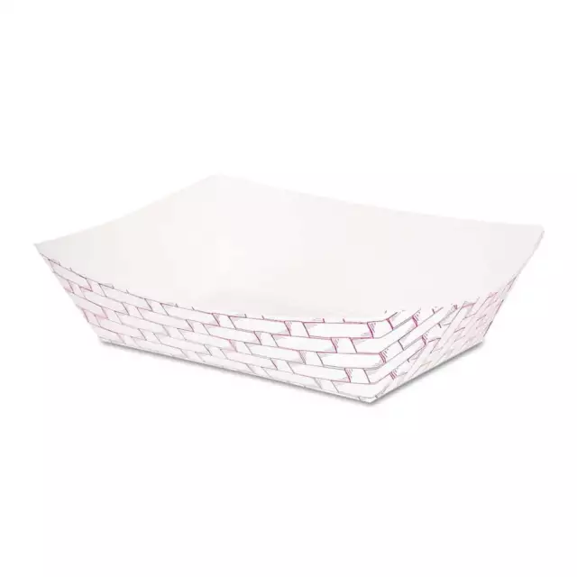 Boardwalk BWK30LAG100 Paper Food Baskets, 16oz Capacity, Red/White (1000/Carton)