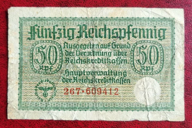 ww2 Military German 3rd Reich era 50 Reichspfennig Banknote series 267