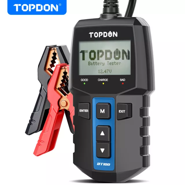 TOPDON BT100 12V Car Battery Tester Charging Cranking Test 100-2000CCA US Stock