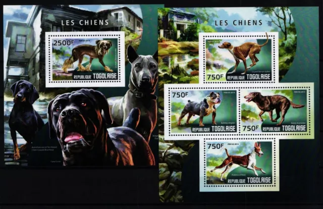 Togo 6031-6034 und Block 1027 postfrisch Kleinbogen / Hunde #KC483