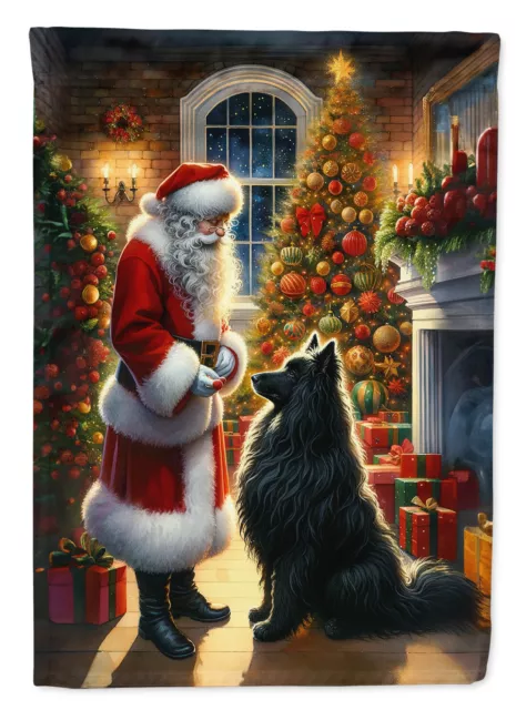 Belgian Sheepdog and Santa Claus Flag Canvas House Size DAC4067CHF