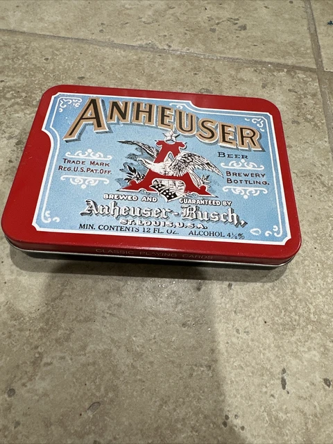 Anheuser Busch Brewing Company Classic Playing Cards 2 Decks Tin Case 1991