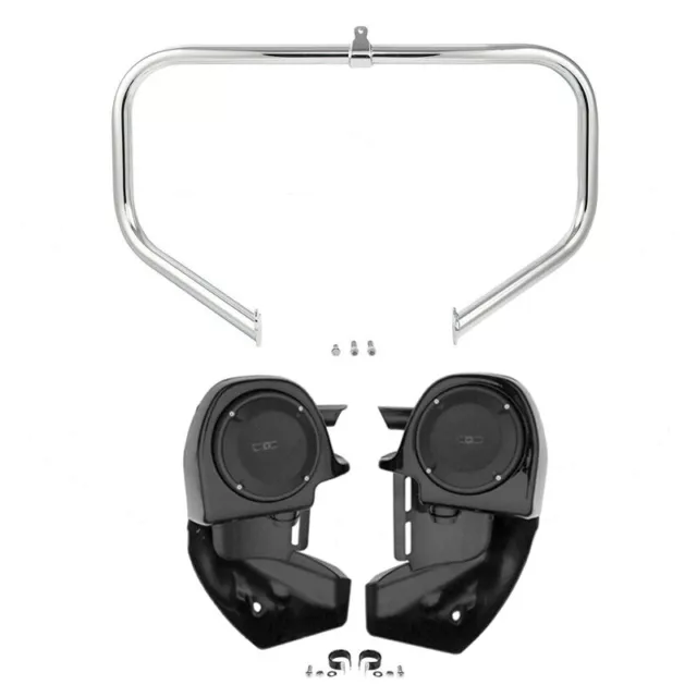 Lower Vented Fairing Speaker Engine Guard Crash Bar Fit For Harley Touring 09-13