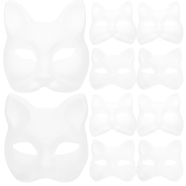 10 piezas Máscara en blanco Papel en blanco Máscaras Máscaras Cosplay Máscaras Blanco
