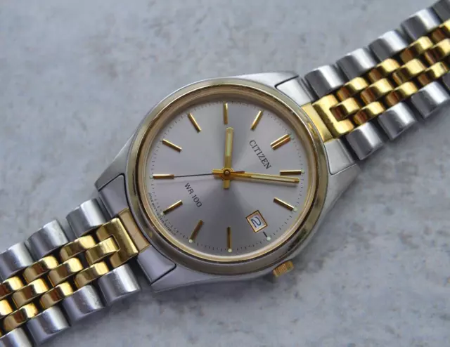 Citizen Two Tone Grey Dial Quartz Steel Gold Original Bracelet Watch