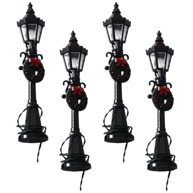 10 Lampioni Stradali In Miniatura Per Modelli Ferroviari E Villaggi Di Natale – Plastica Nera, Altezza 10 Cm, Scala 1:100