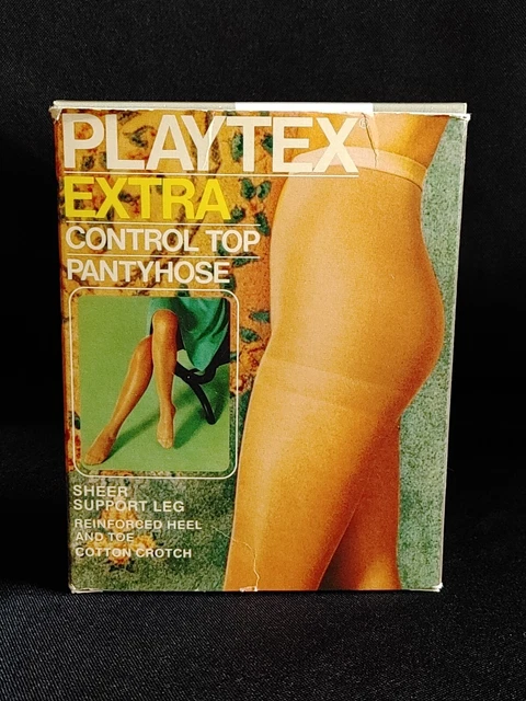 Vintage Playtex Extra Control Top Pantyhose Hosiery In Box Sheer Suntan D1