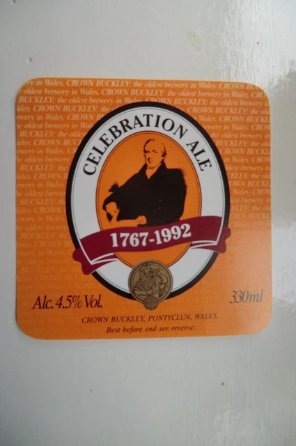 Mint Crown Buckley Pontyclun Celebration Ale 1767-1992 Brewery Beer Bottle Label