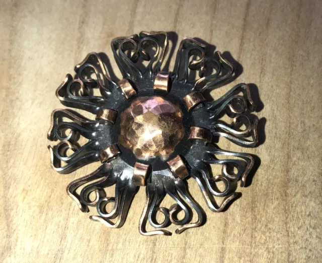 Ancien Bijou Broche En Cuivre Superbe