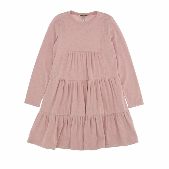 DIXIE ABITO BAMBINA tessuto caldo rosa gonna con balze MADE IN