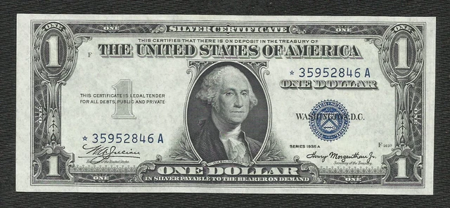 1935A $1 BLUE Seal **STAR** SILVER Certificate CRISP AU-UNC! Old US Paper Money! 2