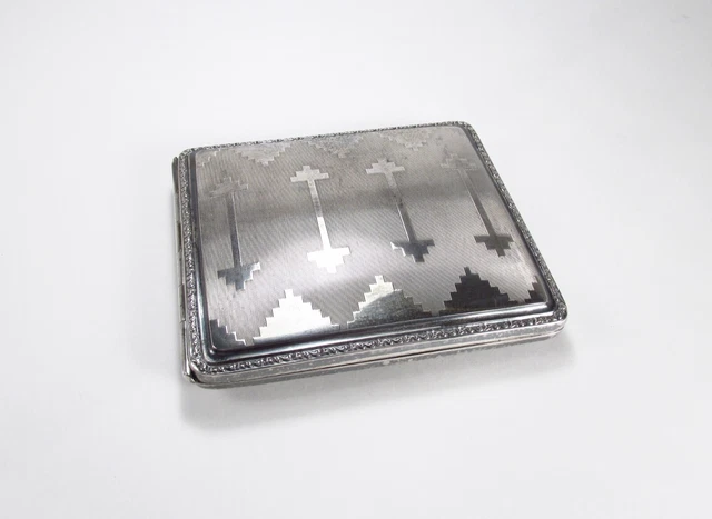 Fine Antique 1920s Art Deco Era European 900 Pure Silver Cigarette Case