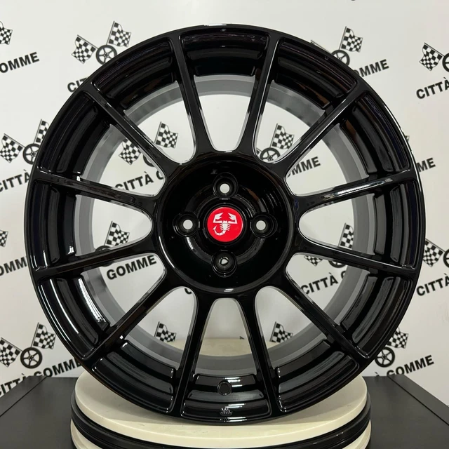 Kit 4 Jantes Alliage 17 Pouces Pour Abarth 500, 595, 695 - 7Jx17 ET35, Noir Laqué