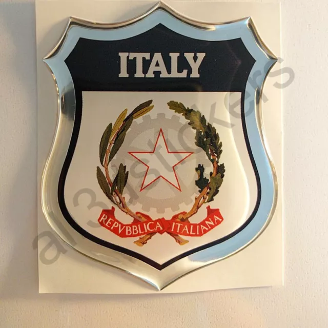 Adesivi Italia Scudetto Italia 3D Emblema Stemma Resinato Vinile Resinati Auto