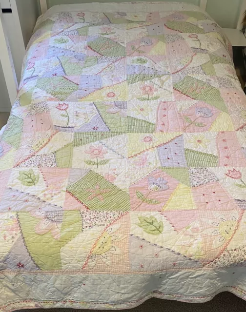 Pottery Barn Kids Twin Pink Patchwork Floral Quilt Y2K