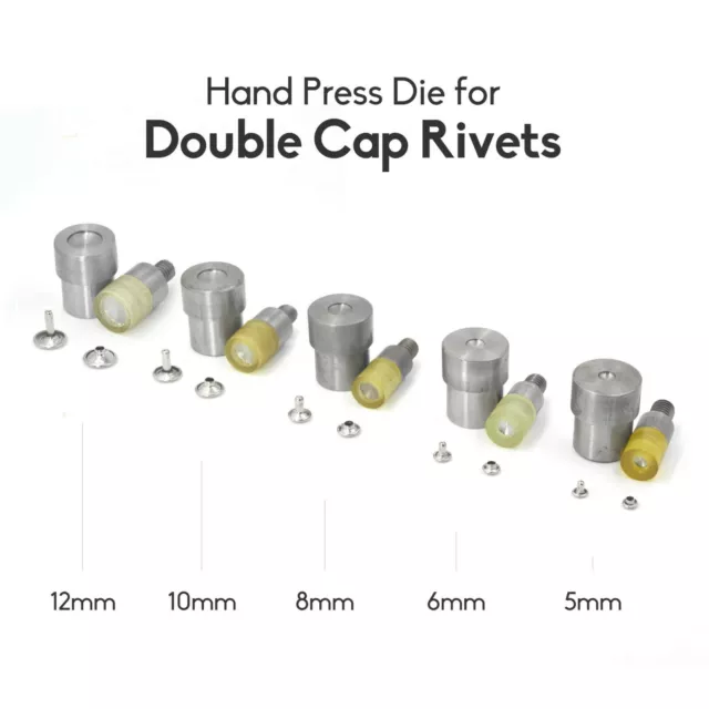 Hand Press Die for Double Cap Rivets fit Snap Setter Setting Tools 5-10mm,12mm
