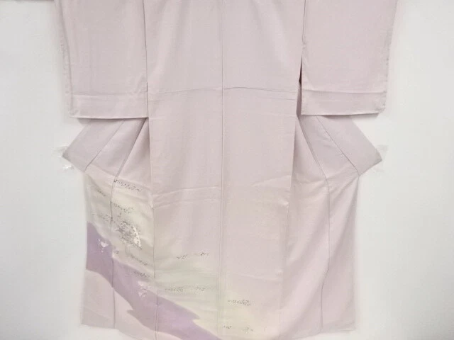 46491# Japanese Kimono / Antique Kimono / Embroidery / Floral Plants & Foldi