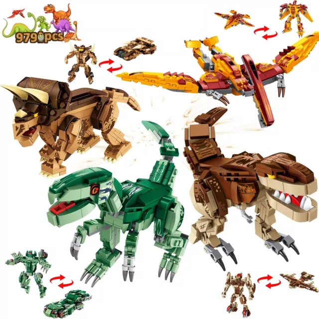 VATOS Dinosaurier-Bauspielzeug für Jungen: 979 Teile, Baustein-Set, 12 Modelle