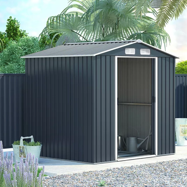 8x6 Heavy Steel Garden Storage Shed Outdoor Backyard Building Garage Tool House