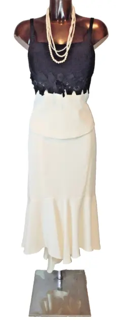 ISPIRATO CREAM & black skirt & top formal occasion suit size 18 £24.99 ...